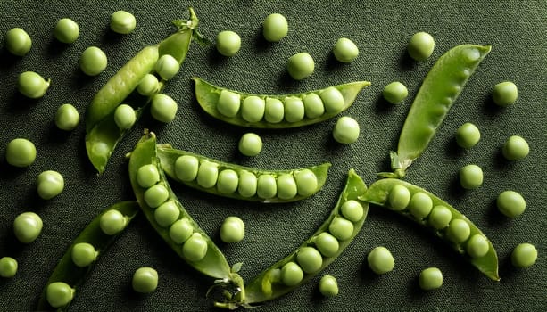 peas beans top flat view, AI generated image