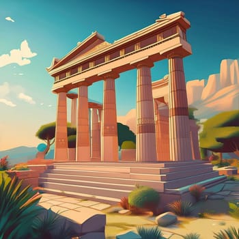 ruins of ancient greek city, AI generated image