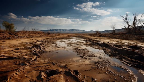 empty wasteland landscape scene, AI generated image