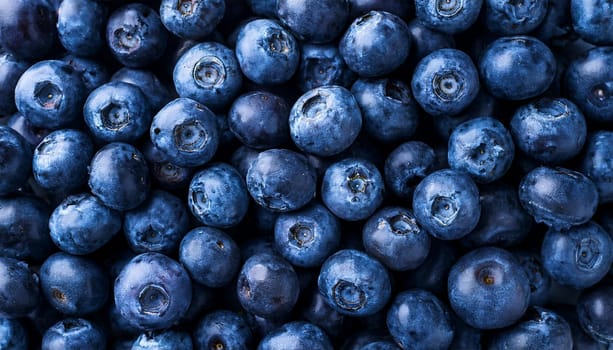 blueberries fruits vegetarian food flat top view, AI generated image