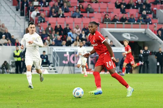 Weak performance: Junior Adamu (SC Freiburg) at the match of the 1st FBL: 24-25: 1st FBL: 24-25: 9th Sptg. SC Freiburg - FSV Mainz 05  DFL REGULATIONS PROHIBIT ANY USE OF PHOTOGRAPHS AS IMAGE SEQUENCES AND/OR QUASI-VIDEONann  Photo: Joachim Hahne/johapress