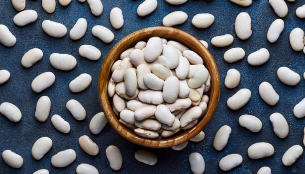 navy beans top flat view, AI generated image