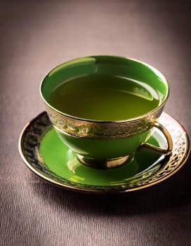 cup of gunpowder green tea, AI generated image