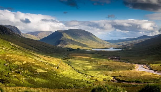 scottish lowlands natural landscape, AI generated image