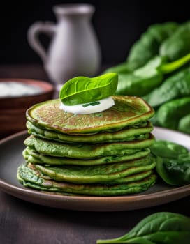 green vegetarian spinach pancakes, AI generated image