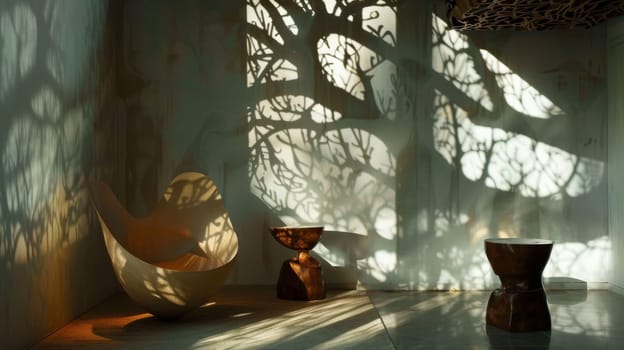Evocative shadow play adding depth and dimension to interior decor