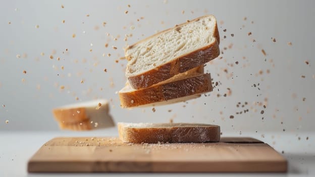 Inviting design with levitating slices of bread and space for recipes