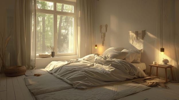 Minimalist bedroom with cozy yet uncluttered feel