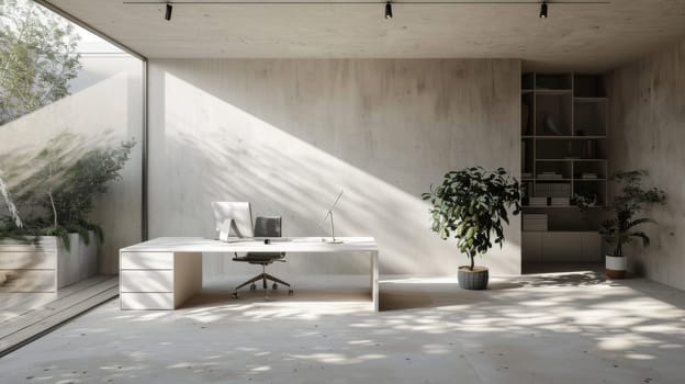 Minimalist workspace with ample natural light