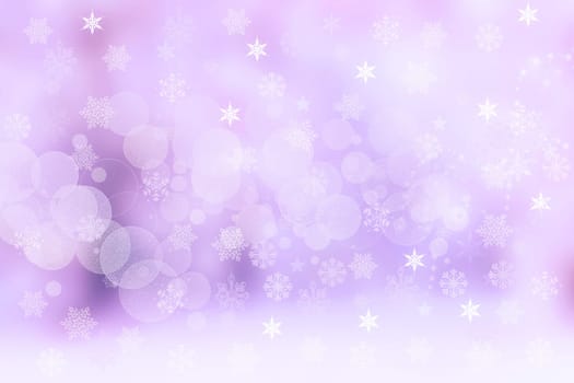 Abstract blurred festive delicate winter christmas or Happy New Year background with shiny pink and white bokeh lighted stars. Space for your design. Card concept.