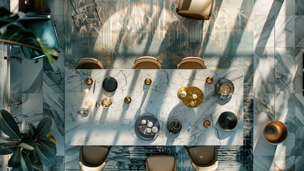 Top-down shot offering insight into the arrangement of interior decor elements