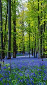 Serene beechwood forests carpeted in bluebells
