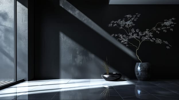 Striking contrast between darkness and light in this silhouette of decor