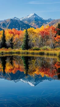 Tranquil mountain ponds reflecting the colors of fall