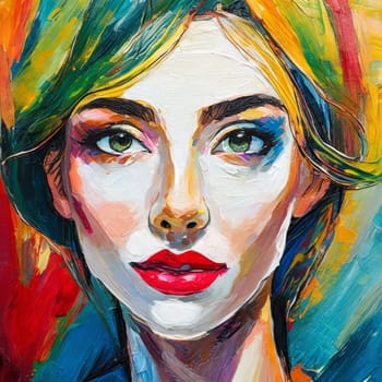 Pop Art Portrait Of A Beautiful Female Face - Generative Art