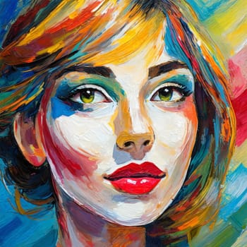Pop Art Portrait Of A Beautiful Female Face - Generative Art