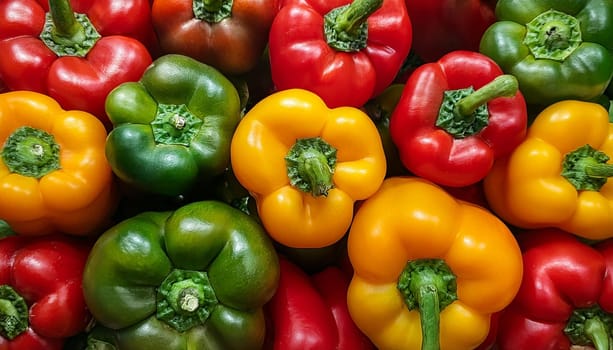 bell peppers vegetables flat view, AI generated image