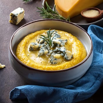 polenta with gorgonzola cheese northern italian food, AI generated image