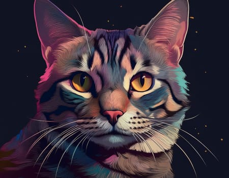 gray tabby cat pet, AI generated image