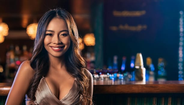 pretty young woman at the bar, AI generated image
