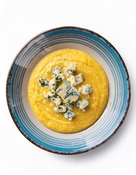 polenta with gorgonzola cheese northern italian food, AI generated image