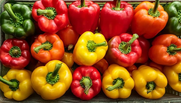 bell peppers vegetables flat view, AI generated image