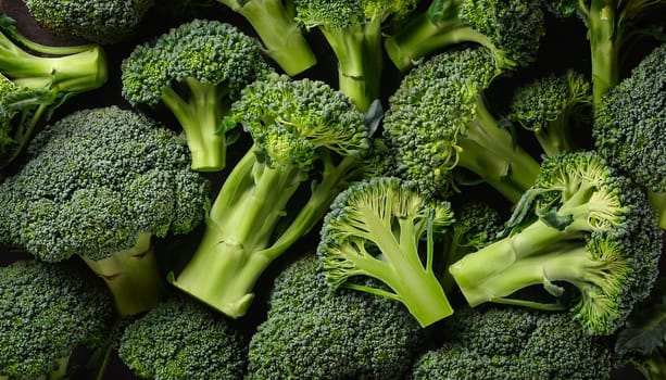broccoli vegetables flat view, AI generated image