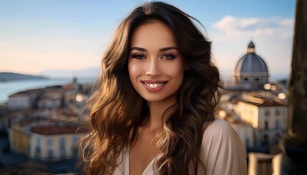 pretty young woman smiling, AI generated image