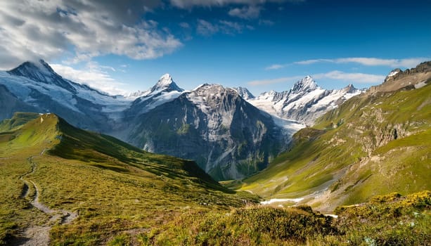 imaginary swiss mountains landscape, AI generated image