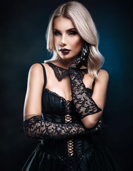 pretty young goth woman, AI generated image