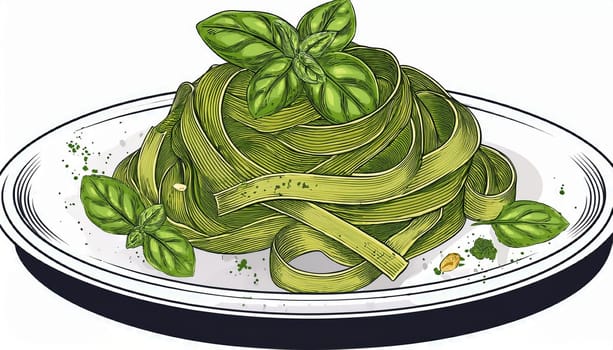 tagliatelle al pesto pasta, AI generated image