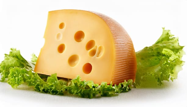cheese with lettuce leaf, AI generated image