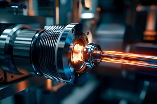 Experiment with laser technology in modern laboratory. AI generated