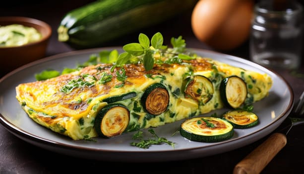 zucchini omelette vegetarian food, AI generated image