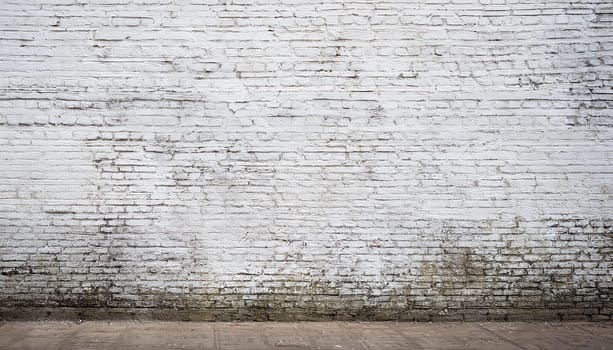 grunge weathered white brick wall useful as a background, AI generated image