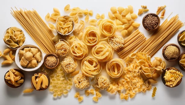 many different kinds of pasta, AI generated image
