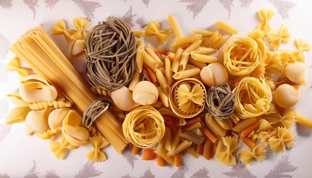 many different kinds of pasta, AI generated image