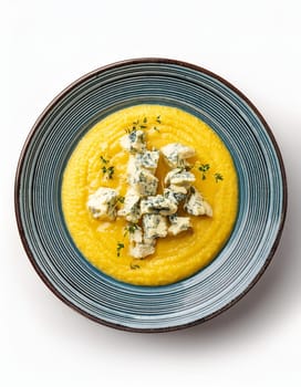 polenta with gorgonzola cheese northern italian food, AI generated image