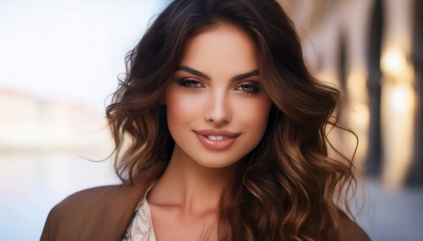 pretty young woman smiling, AI generated image