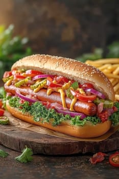 hot dogs, fries for film . AI generative.