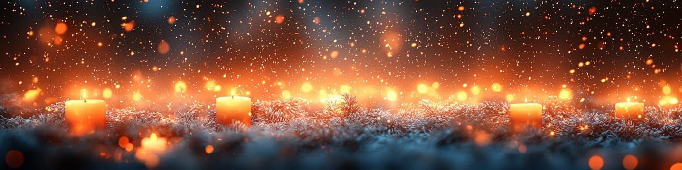 A softly blurred Christmas scene capturing the warm glow of candlelight in a cozy home setting, evoking a sense of family and festive warmth. Soft decorations and ambient light create a heartwarming, inviting background perfect for celebrating the holiday season.