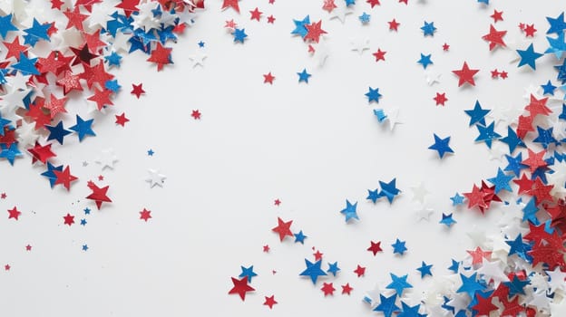 Clean white backdrop with red, white, and blue details for Patriot Day.
