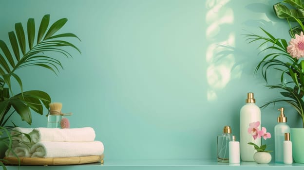Copy space strategically positioned within the aesthetic of self-care arrangement