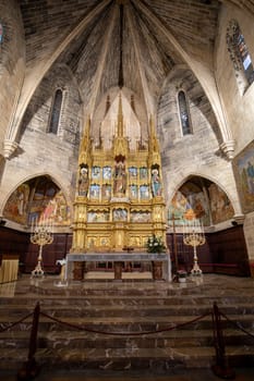Interior of Sant Jaume cathedral, Church of St. Jaume is a Roman Catholic church in Alcudia, Majorca. Balearic Islands Spain.