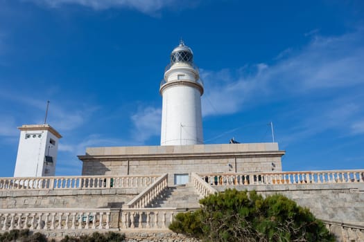 The beautiful lighthouse on the cliff of Cap Formentor. Balearic Islands Mallorca Spain. Vacation concept. One of the most visited landmark in Mallorca