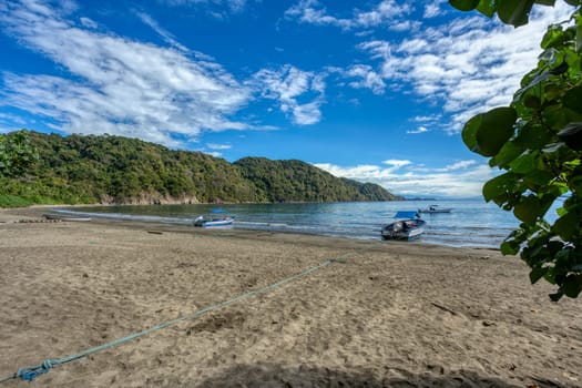 Playa in Curu Wildlife Reserve, Costa Rica wildlife. Pacific ocean. Picturesque paradise tropical landscape. Pura Vida concept, travel to exotic tropical country.