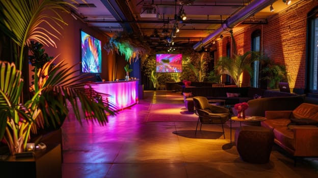 Exciting party ambiance with available space for event information