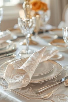 Embroidered Islamic napkins featuring delicate patterns, enhancing table settings with elegance.