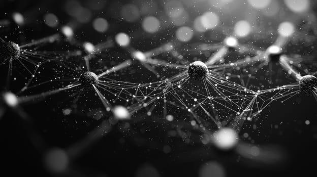 This image visualizes the intricate network of Bitcoin, representing its decentralized structure and global reach. The connections symbolize the blockchain technology that underpins cryptocurrency, showcasing its complexity and interconnectivity in a digital world.