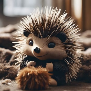 A Prickly Hug: Porcupine Embraces Its Stuffed Friend